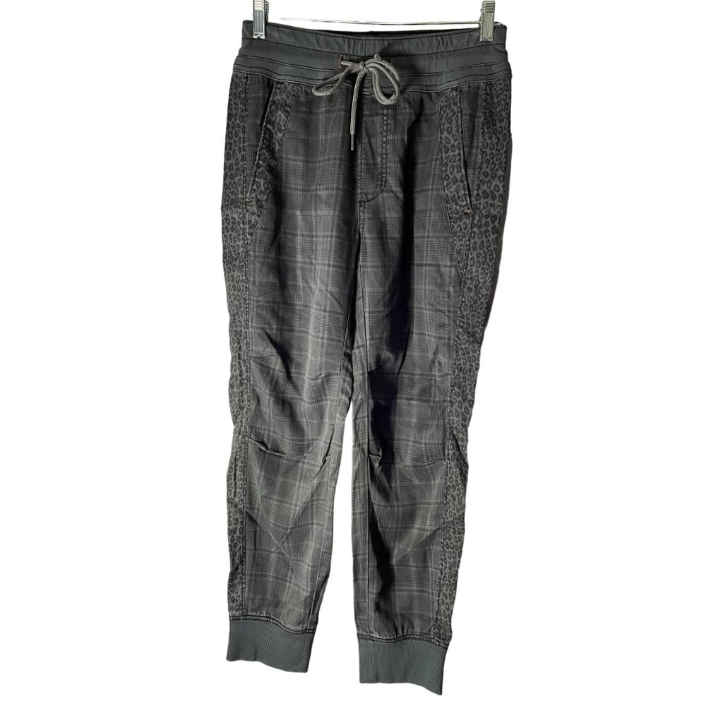 Anthropologie XS Kallie Leopard Print  and Plaid Jogger Drawstring Waist Elastic